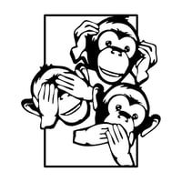 Wise Monkeys Üç Maymun Metal Duvar Panosu, Eğlenceli Metal Tablo