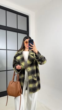 Yeşil Kareli Astarlı Cepli Tasarım Kaban GAUS-00804GAUSKABANGAUS-00804