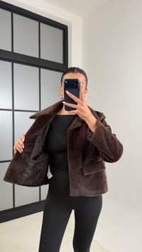 Kahve Cep Detaylı Astarlı Kürk Ceket GAUS-00522GAUS السترات  GAUS-00522