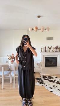 Siyah Yelek Beli Lastikli Şalvar Pantolon İkili Modal Takım GAUS-01652GAUSSuitsGAUS-01652