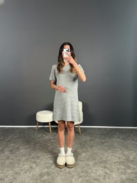 Piel Açık Gri Triko Kısa Kol ElbiseGausELBİSEGU004086