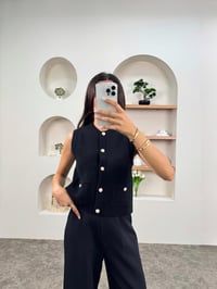 Juli Siyah Gold Düğmeli Örme YelekGausYELEKGU00903453