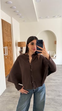 Acı Kahve Pelerin Detaylı Düğmeli Tasarım Triko Kazak GAUS-00852GAUSKAZAKGAUS-00852