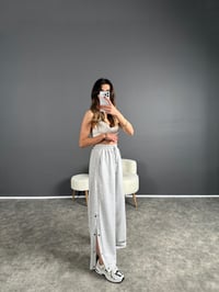 Gri Şeritli Çırtçırt Düğmeli Eşofman AltıGausPANTOLONGU004312