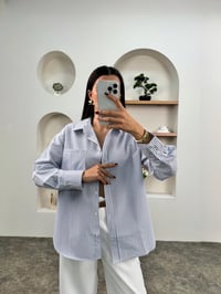 Lita Mavi Çizgili Oversize GömlekGausGÖMLEKGU00903481