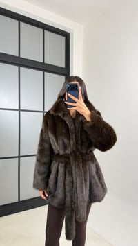 Acı Kahve Astarlı Kuşaklı Premium Kürk GAUS-00649GAUSMONTGAUS-00649