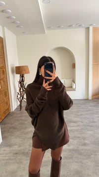 Acı Kahve Balıkçı Yaka Asimetrik Kesim Kazak GAUS-00761GAUSKAZAKGAUS-00761