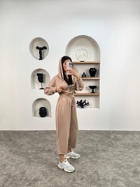 Nevia Sütlü Kahve Modal Kumaş Kapüşonlu Rahat İkili TakımGausTAKIMGU008955