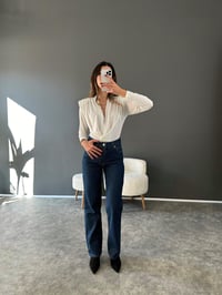 Premium Dark Blue Simli Çizgili Jean GausDENİM PANTOLONGU003007