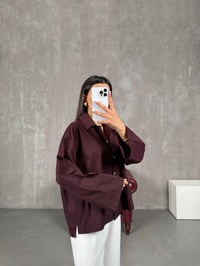 Mürdüm Poplin Oversize Gömlek Gaus00066GausGÖMLEKGU1001149