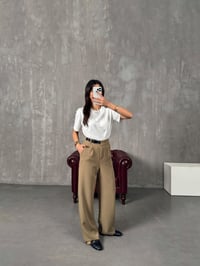 Mocha Haki Kemer Detaylı Palazzo PantolonGausPANTOLONGU00904375