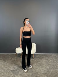 BRSHK Model Siyah Katlamalı İspanyol Pantolon GausPANTOLONGU004612