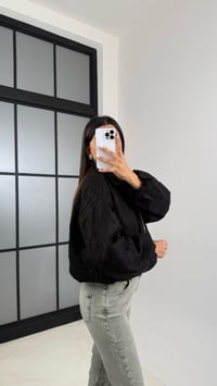 Siyah Çiçek Nakışlı Astarlı Cepli Tasarım Ceket GAUS-00451GAUSCEKETGAUS-00451