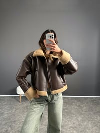 Lona Aci Kahve İçi Kürklü Mont GausMONTGU002768