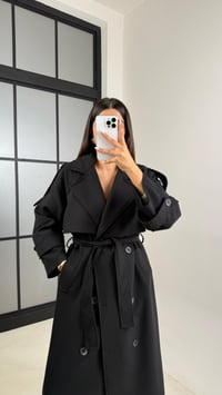 Siyah Astarlı Kuşaklı Premium Trençkot GAUS-00516GAUSTRENÇKOTGAUS-00516