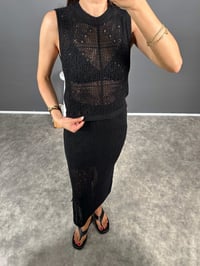 Sion Siyah Ajurlu Eteği Astarlı Etek Bluz Takım GausTAKIMGU008345