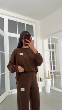 Kahve Kazak Beli Lastikli Pantolon İkili Selanik Kumaş Takım GAUS-02300GAUSTAKIMGAUS-02300