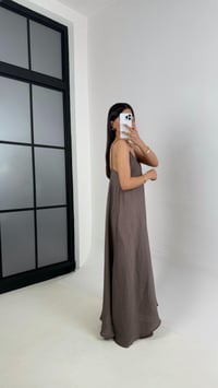 Kahve Askılı Astarlı Cepli Tencel Elbise Gaus00449GausELBİSEGU1002046
