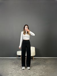 Eyra Siyah Çımalı Beli Lastikli Pantolon GausPANTOLONGU002701