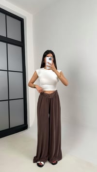 Kahve Beli Çapraz Lastikli Bol Paça Oys Muadil Pantolon Gaus00606GausPANTOLONGU1002421