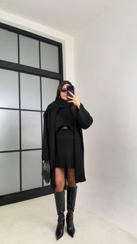 Siyah Şal Detaylı Hırka Kazak Beli Lastikli Etek Triko Takım GAUS-01039GAUSTAKIMGAUS-01039