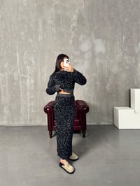Fino Gri Leopar Desenli Triko Etekli TakımGausTAKIMGU00903957
