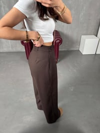 Frank Kahve Önden Düğmeli Pileli Bol Poliviskon PantolonGausPANTOLONGU00904262