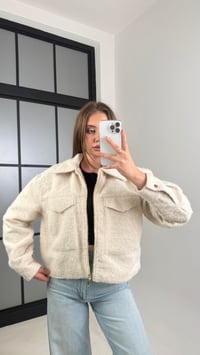 Krem Astarlı Fermuarlı Muadil Keçe Kumaş Ceket GAUS-00603GAUSCEKETGAUS-00603