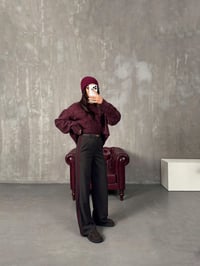 Rodni Kahve Bordo Şeritli Yünlü Poliviskon Tasarım PantolonGausPANTOLONGU00904405