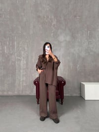 Malina Kahve Kırışık Tensel TakımGausTAKIMGU100584