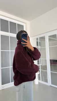 Mürdüm Fermuarlı Cepli Polar Sweatshirt GAUS-02031GAUSالسويت شيرت GAUS-02031
