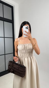 Taş Ayarlanabilir Askılı Gipeli MD Muadil Tencel Elbise Gaus00617GausELBİSEGU1002443