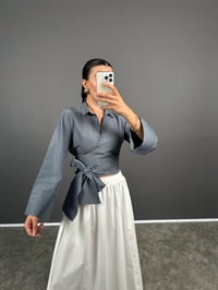 Muadil Gri Bağlamalı Tasarım GömlekGausGÖMLEKGU008534