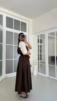 Kahve TWST Model Beli Lastikli Bluz Etek İkili Takım GAUS-01768GAUSTAKIMGAUS-01768