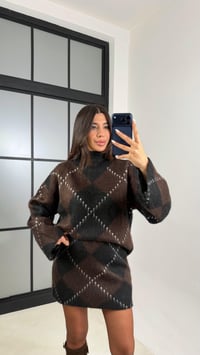 Siyah Baklava Desenli Kazak Etek Muadil Triko Takım GAUS-00615GAUSSuitsGAUS-00615