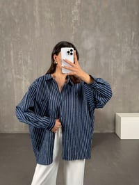 Lacivert Çizgili Oversize Gömlek Gaus0004GausGÖMLEKGU100985