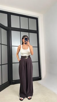 Kahve Kemerli Geniş Paça Pantolon GAUS-01339GAUSPANTOLONGAUS-01339