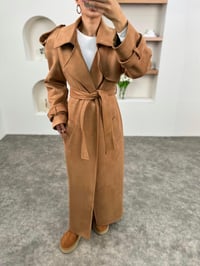 Aura Camel Kuşaklı Premium Süet KabanGausKABANGU00903537