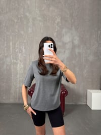 Marji Antrasit Vatkalı Bisiklet Yaka Basic TshirtGausTSHIRTGU100302
