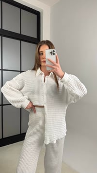 Beyaz Gömlek Beli Lastikli Pantolon İkili Bürümcük Takım GAUS-01089GAUSTAKIMGAUS-01089