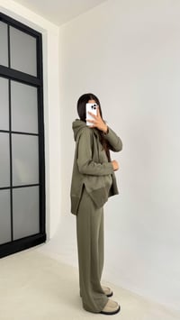 Haki Kapüşonlu Hırka Beli Lastikli Pantolon İkili Premium Takım GAUS-0075GAUSTAKIMGAUS-0075