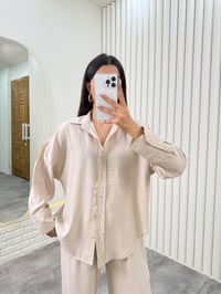Taş  Gömlek Beli Lastikli Pantolon Premium Tensel Takım Gaus00322GausTAKIMGU1001747