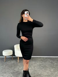Siyah Vatkalı Modal Elbise GausELBİSEGU002596