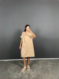 Alga Taş Müslin Keten Cepli Midi ElbiseGausELBİSEGU008592