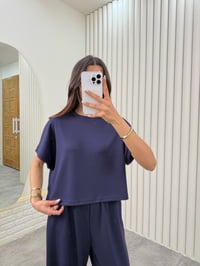 Lacivert Balon Pantolon Modal Kumaş İkili Takım Gaus00320GausTAKIMGU1001736