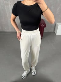 İsolde Ekru Paça Lastikli Premium Modal Kumaş PantolonGausPANTOLONGU100892