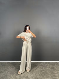 Nore Taş Modal Kumaş Rahat Dokuma Kısa Kol Tshirt Pantolon TakımGausTAKIMGU008714