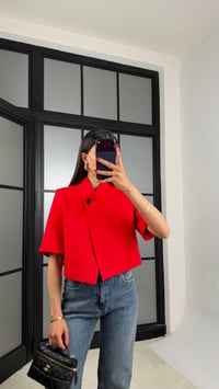 Kırmızı Kısa Kollu Crop Ceket GAUS-01561GAUSCEKETGAUS-01561