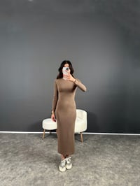 Kahve Oys Kumaş Modal ElbiseGausELBİSEGU004424