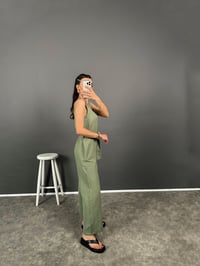 Korel Haki Keten Kemerli TulumGausTULUMGU008180